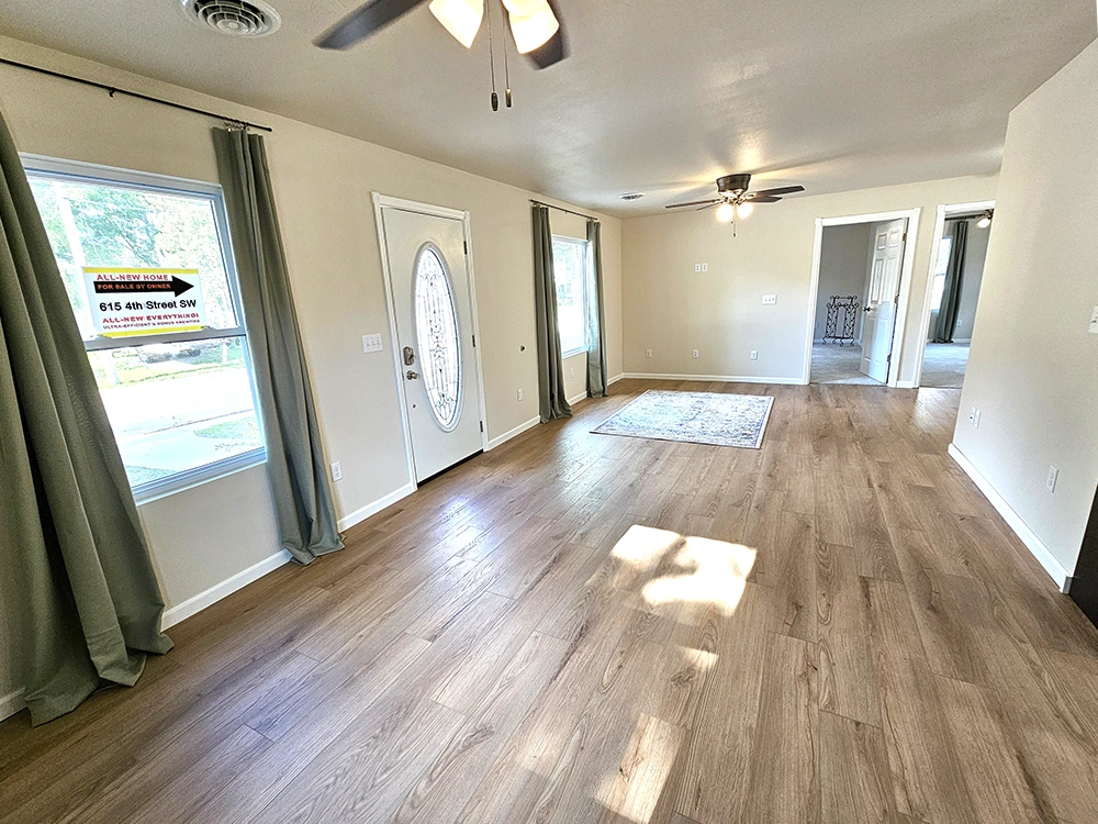 Open Concept Main Areas - Dining Area and Living Room to Bedrooms