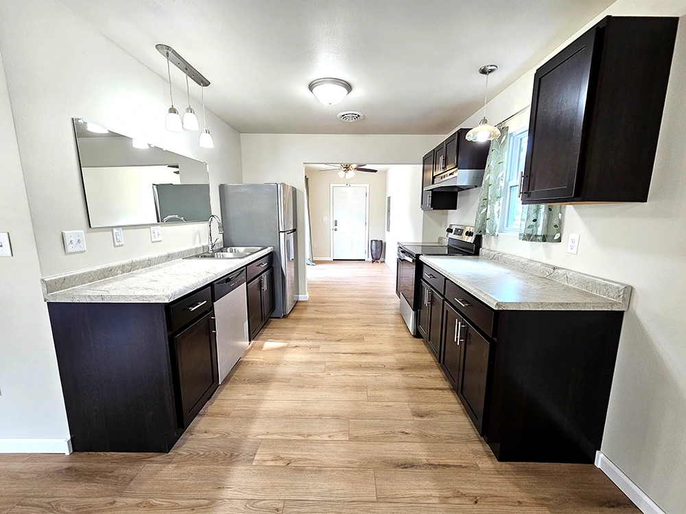 Spacious Modern Galley Layout with Beautiful Accent Lighting